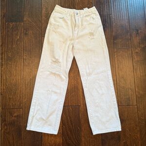 SHEIN Girl’s 12/13 Straight Leg Distressed White Jeans